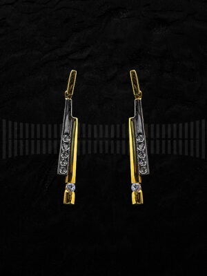 Pendientes de Oro Blanco y Oro Amarillo con Circonitas