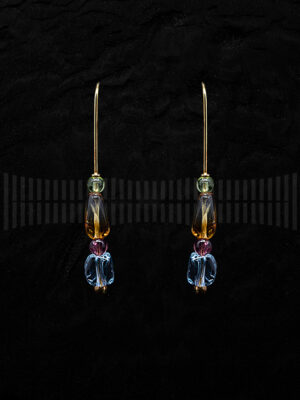 Pendientes de Oro Amarillo con Piedras Semipreciosas