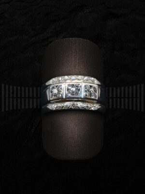 Sortija Oro Blanco y Circonitas