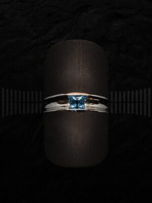 Sortija Oro Blanco y Aguamarina