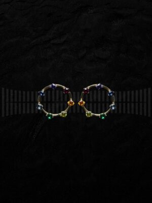 Pendiente Oro Amarillo piedra color