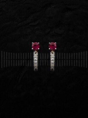 Pendiente Oro Blanco brillantes y rubí