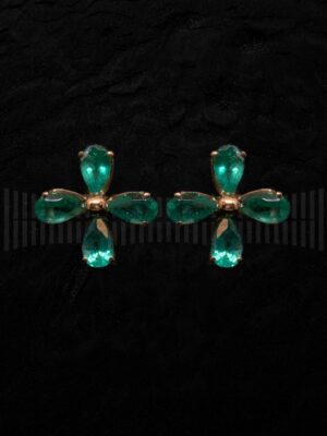 LUM OP-558AE _PENDIENTE ORO AMARILLO ESMERALDA-detalle