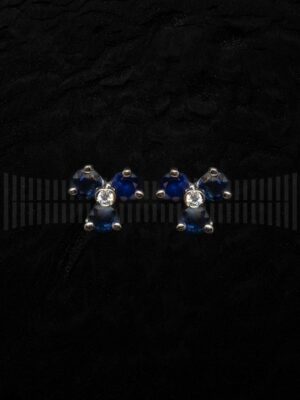 Pendiente Oro blanco zafiro y brillante