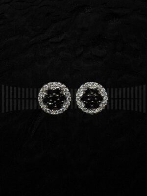 Roseta Oro blanco roseta brillantes negros y blancos