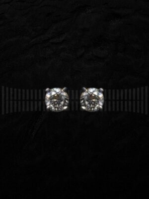 Pendientes Chatón Brillante Oro Blanco 4 garras