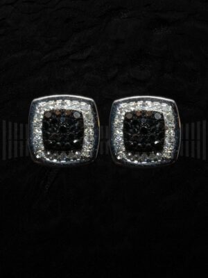 SSF 470-00456_PENDIENTE ORO BLANCO BRILLANTES NEGROS Y BRILLANTES BLANCOS-detalle