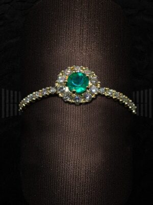 SSF BT 244-00670 SORTIJA ROSETA ORO AMARILLO BRILLANTES CON ESMERALDA-detalle