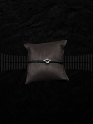 Pulsera acero frente oro blanco brillante y aguamarina