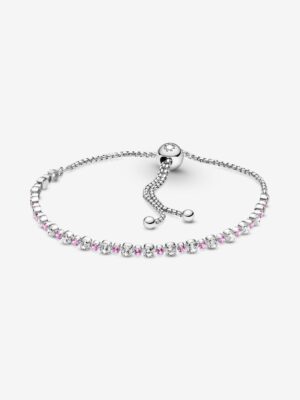 Pulsera rosa y transparente brillante con cierre deslizante