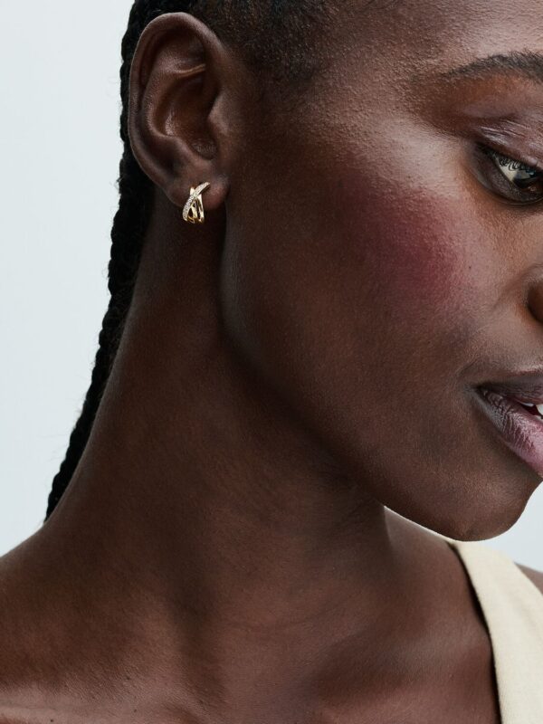 Pendientes de Aro Pavé Cruzado