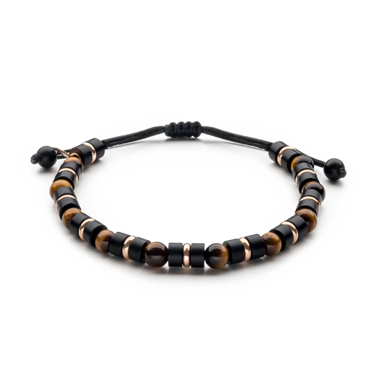 Colección Wolf Small Bracelets, Onix Y Ojo De Tigre, Cuencas Pequeñas