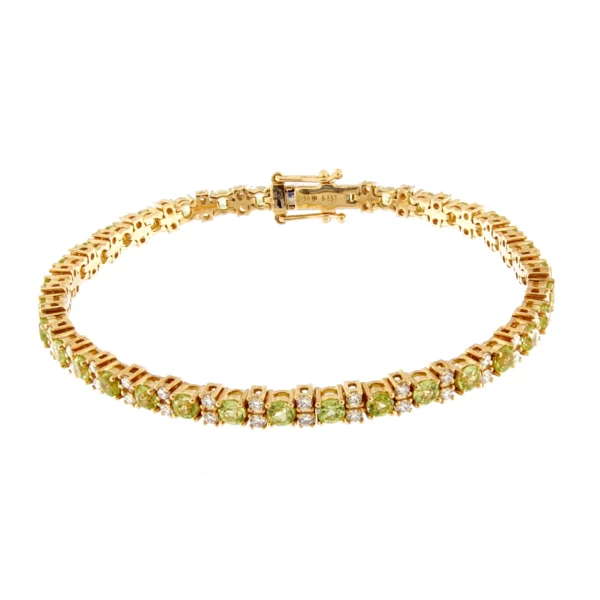 Colección Classics Tennis, Diamante 1.44 ct, peridoto, riviere