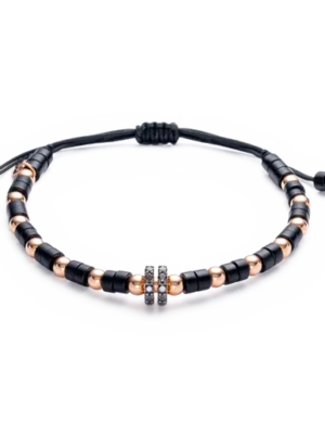 Colección Wolf Small Bracelets, Diamante Negro 0.48 Ct, Onix, Macramé