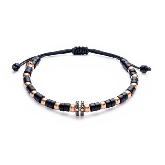 Colección Wolf Small Brcelets, Diamante Negro 0.48 Ct, Onix, Macramé