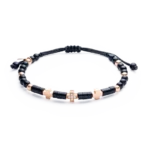 Colección Wolf Small Bracelets, Diamante 0.05 Ct, Onix, Macramé