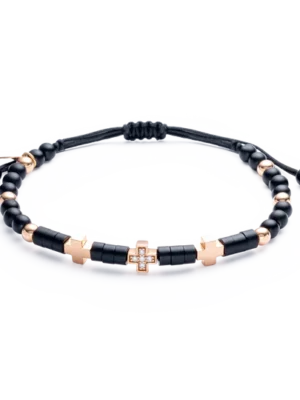 Colección Wolf Small Bracelets, Diamante 0.05 Ct, Onix, Macramé