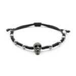 Colección Wolf Macramé Bracelets, Diamante Negro 0.71 Ct, Calaveras