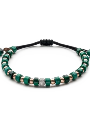 Colección Wolf Small Bracelets, Diamante 0.21 Ct, Malaquita, Cuencas Pequeñas