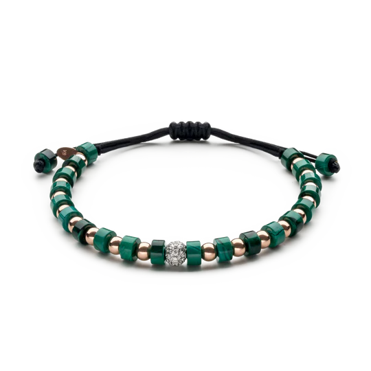 Colección Wolf Small Bracelets, Diamante 0.21 Ct, Malaquita, Cuencas Pequeñas