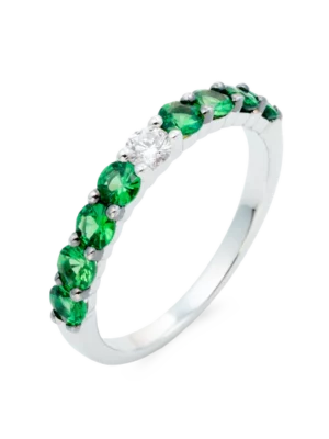 Colección Classic, Diamante 0.11 Ct, Tsavorita, Alianza