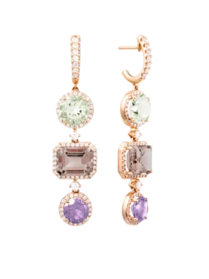 Colección Iconic, Diamante 1.29 Ct, Prasiolita, Amatista Y Cuarzo Fume, Colgantes