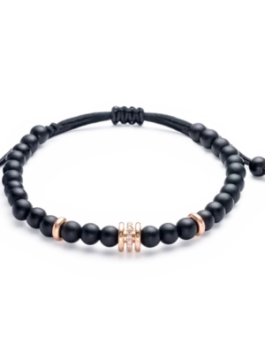 Colección Wolf Small Bracelets, Diamante 0.10 Ct, Onix, Macramé