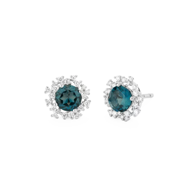 Colección Princess, Diamante 0.32 Ct, London Blue, Botón