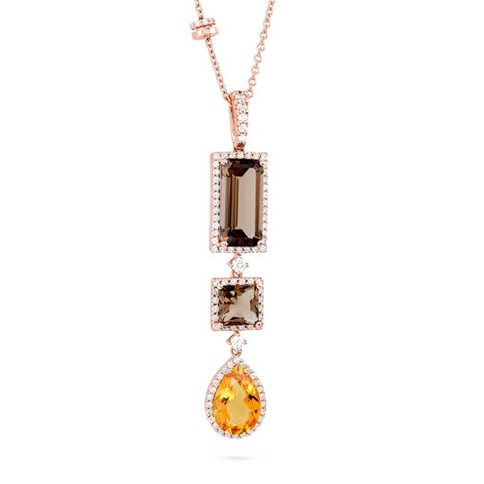 Colección Iconic, Diamante 0.71 Ct, Cuarzo Fume Y Citrino, Diseñador