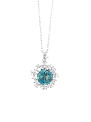 Colección Princess, Diamante 0.17 Ct, London Blue, Botón