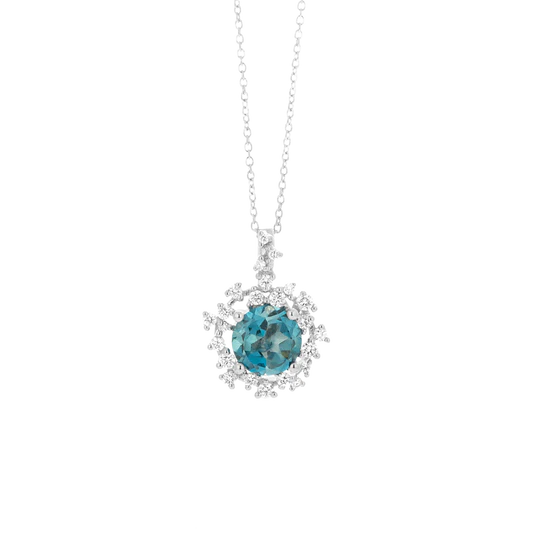 Colección Princess, Diamante 0.17 Ct, London Blue, Botón