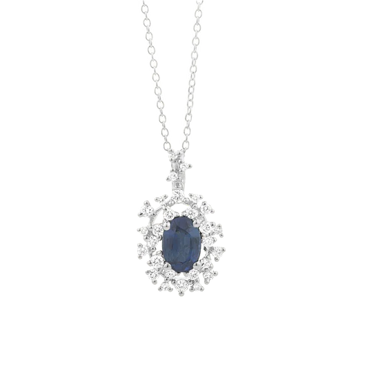 Colección Princess, Diamante 0.24 ct, zafiro, botón