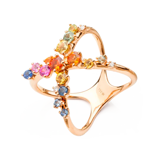 Colección Sunset, Diamante 0.05 Ct, Peridoto Y Zafiro, Cruces