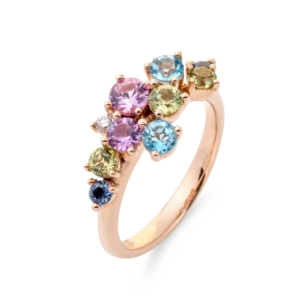 Colección Sunset, Diamante 0.04 Ct, Peridoto Y Zafiro, Diseñador