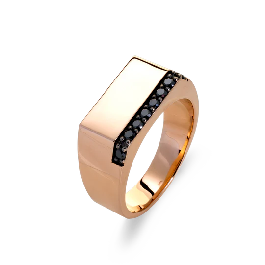 Colección Wolf Men Rings & Surf, Diamante Negro 0.32 Ct, Sellos