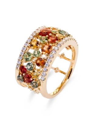 Colección Sunset, Diamante 0.48 Ct, Zafiro Y Peridoto, Diseñador