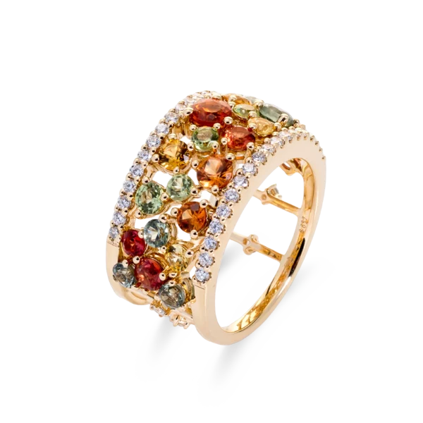 Colección Sunset, Diamante 0.48 Ct, Zafiro Y Peridoto, Diseñador