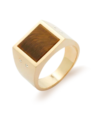 Colección Wolf Men Rings & Surf, Diamante 0.06 Ct, Ojo De Tigre, Sellos