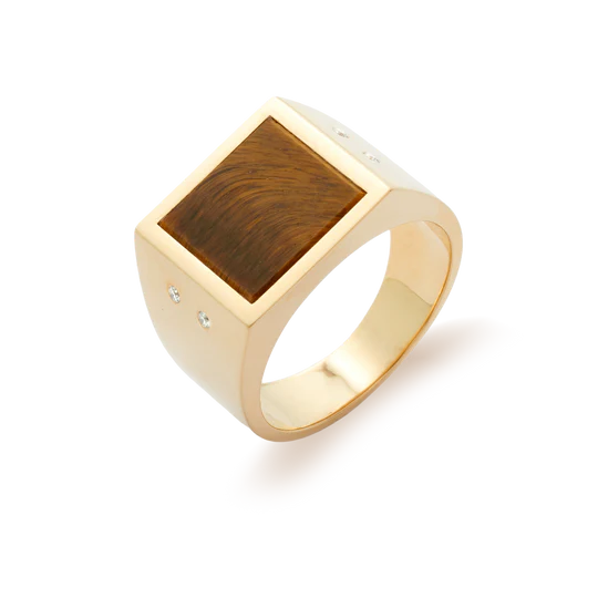 Colección Wolf Men Rings & Surf, Diamante 0.06 Ct, Ojo De Tigre, Sellos