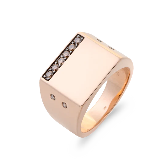 Colección Wolf Men Rings & Surf, Diamante Brown 0.31 Ct, Sellos