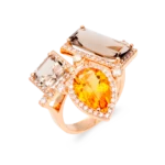 Colección Iconic, Diamante 0.66 Ct, Cuarzo Fume Y Citrino, Diseñador