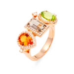 Colección Iconic, Diamante 0.42 Ct, Peridoto, Zafiro Y Cuarzo Fume, Diseñador