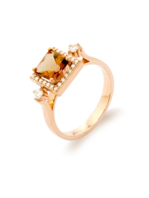 Colección Sunset, Diamante 0.23 Ct, Cuarzo Fume, Diseñador