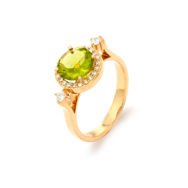 Colección Sunset, Diamante 0.22 ct, peridoto, diseñador