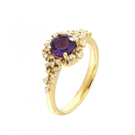 Colección Princess, Diamante 0.27 Ct, Amatista, Botón