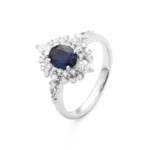 Colección Princess, Diamante 0.22 Ct Y Diamante 0.40 Ct, Zafiro, Botón