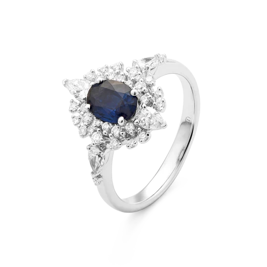 Colección Princess, Diamante 0.22 Ct Y Diamante 0.40 Ct, Zafiro, Botón